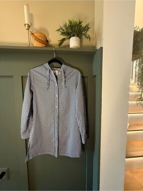 Coolibar Blue and White Gingham Swim Coverup